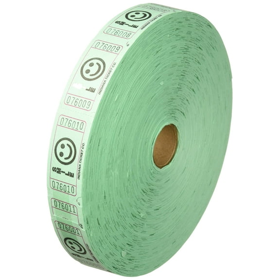 Amscan Fun-Filled Smiley Green Ticket Roll, 1" x 2"