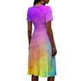 thumbnail image 6 of Minjewel Women's Shift Dress with Short Sleeve V-Neck - Bohemian Summer Dress, Loose Flowy Beach Party Outfit, Solid Color Comfy Vacation Mini Dress,Purple,M, 6 of 6