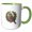 Green/White, variant on 3drose, Colorado Lark Bunting Bird Surrounded by Claret Cup, 11oz Two-tone Black Mug