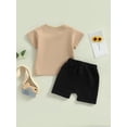 thumbnail image 5 of Yunliwuli Infant Boy Summer Clothes Suits Letter Print Short Sleeve Crew Neck T-Shirts and Elastic Waist Shorts 2Pcs Set, 5 of 10