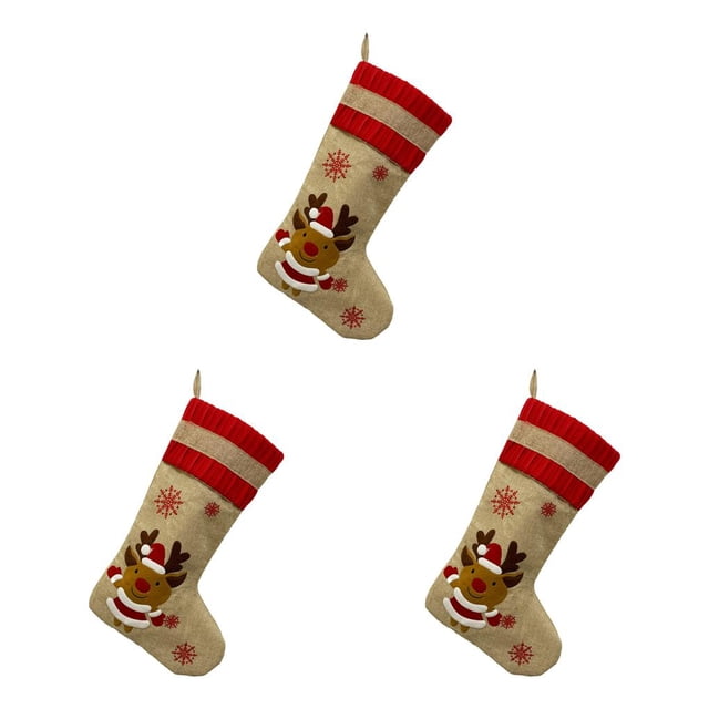 Bearachild Calcetín de Navidad Lindo Lino Chimenea Ventana Regalos Bolsa Tarjeta Calcetín Oficina Café Fiesta Decoración Colgantes Niños Type1 NO1