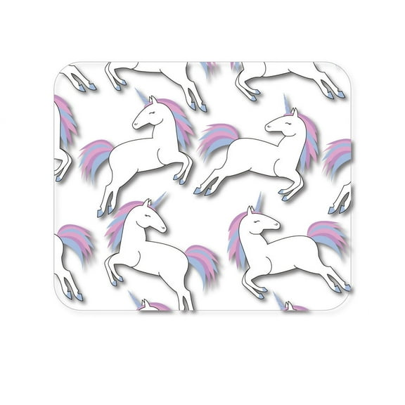 DistinctInk Mouse Pad - 1/4" Foam Rubber - Repeating Pastel Unicorns