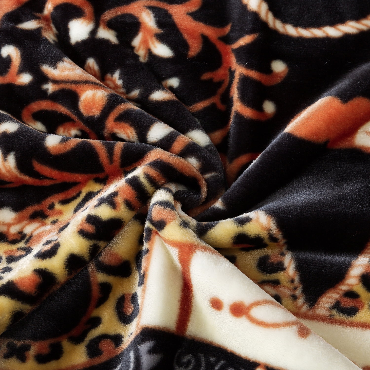 NC Plush Fleece Blanket For Bed,Lightweight Soft Black Red Floral Blanket,Queen 75"x91"