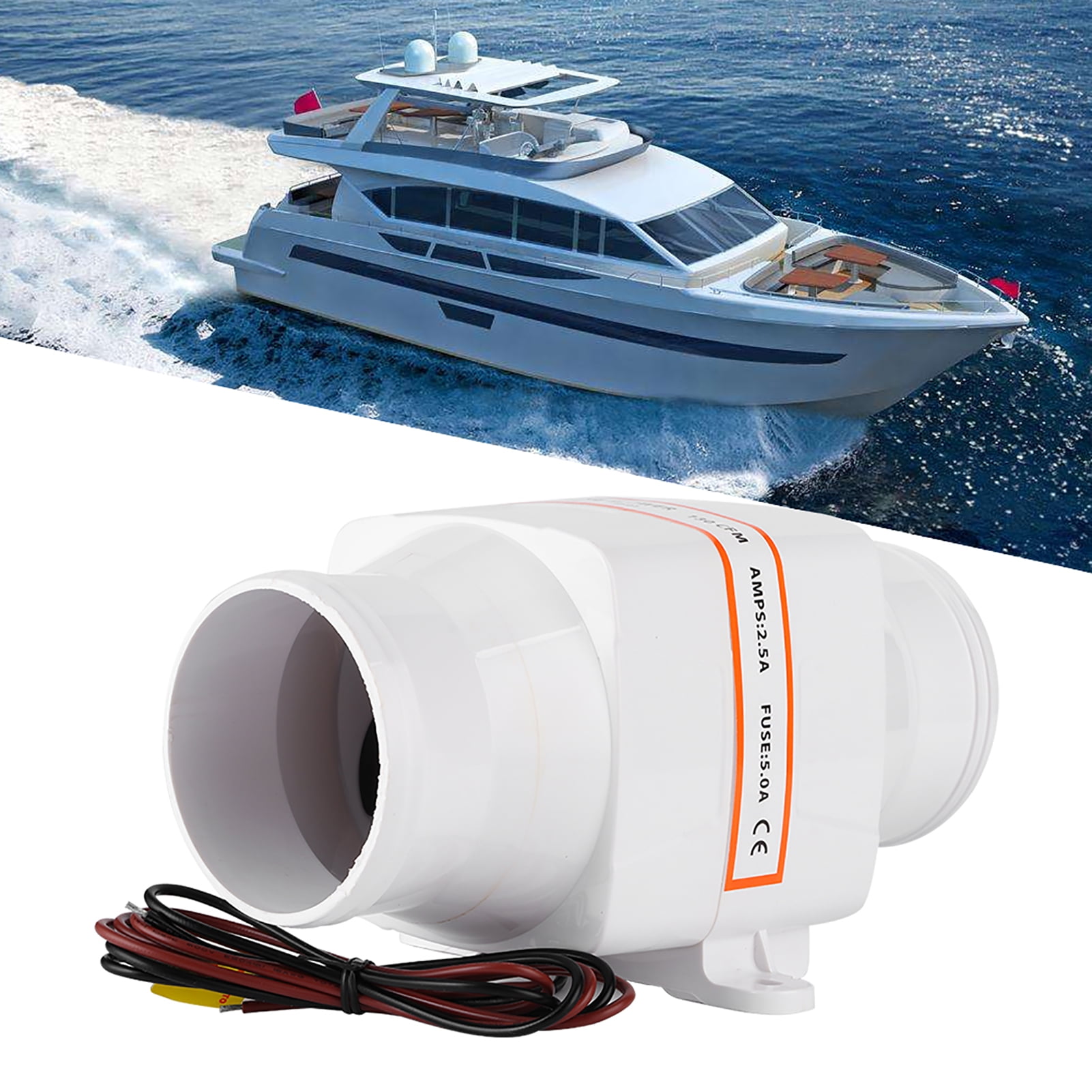 Marine Bilge Air Blower, 12V 24V Air Blower Fan Durable 130 CFM For