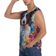 thumbnail image 3 of Haiem Men's Oil Painting Sunflower Puppy Print Tank Tops Summer Sleeveless Cut Off Workout T-Shirts Fitness Vest Athletic Undershirts-Large, 3 of 8