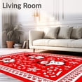 thumbnail image 2 of ODIKA 2'x3' Machine Washable Non-Slip Area Rug, Whimsical Snowman with Cane and Starburst High Traffic Rug with Pad, Red, 739407, 2 of 8