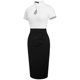 thumbnail image 3 of Vestido retro formal de manga corta con cuello redondo y estampado calado para mujer Fridja  bnh2376, 3 of 7