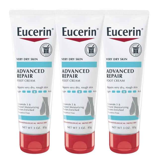 Eucerin Intensive Repair, Extra-Enriched Foot Creme, 3 Oz (Pack of 3)