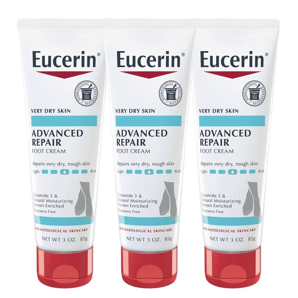 Eucerin Intensive Repair, Extra-Enriched Foot Creme, 3 Oz (Pack of 3)