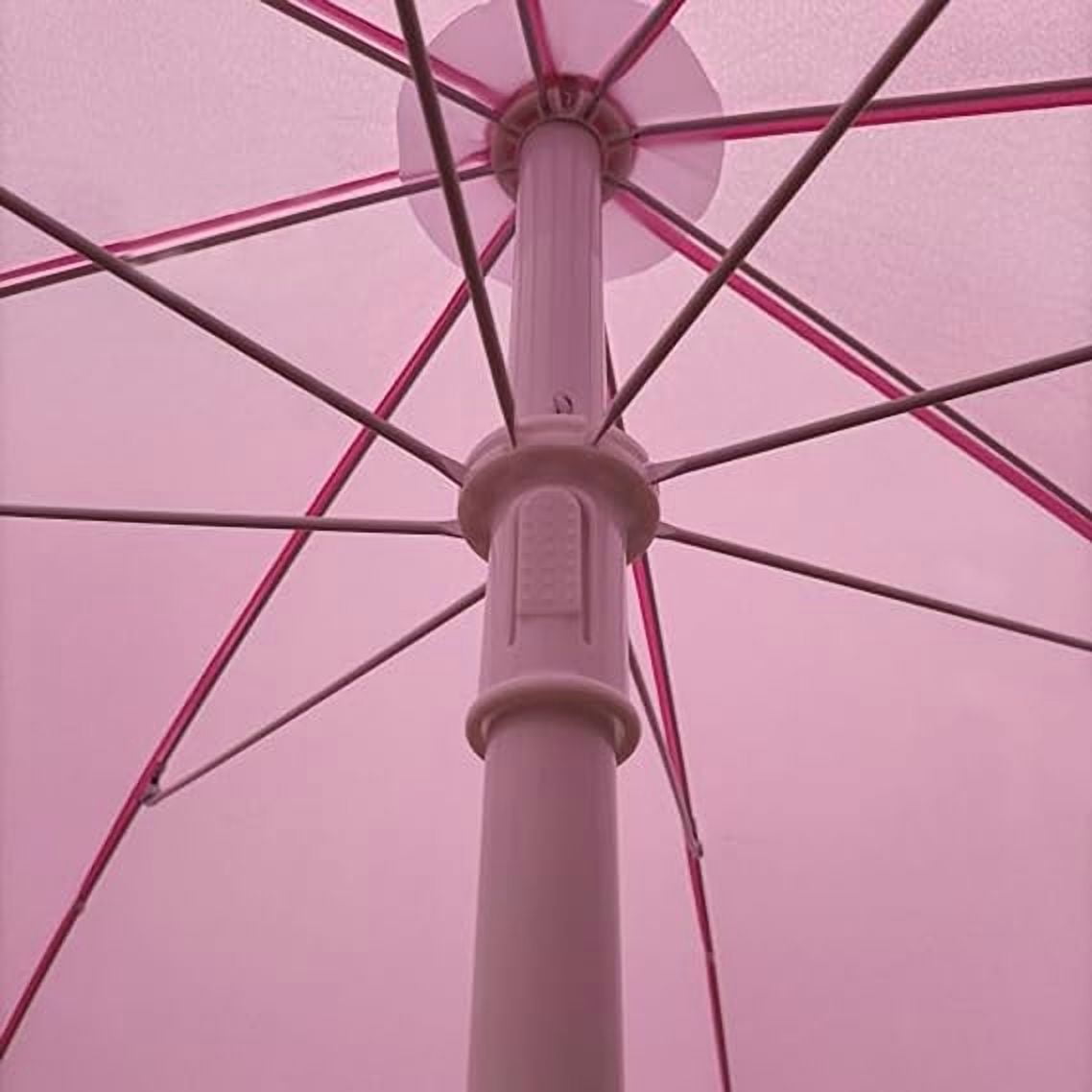 Pink 6.5ft Market Patio Umbrella with Fringe, Tilt, Adjustable Height, UV50+, Waterproof