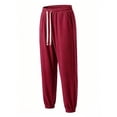 thumbnail image 3 of TKKCS Mens Casual Ribbed Jogger Pants- Stretch Regular Fit Elastic Waist Drawstring Cuffed Daily Wear Sweatpants with Pockets Wine Size XL, 3 of 8
