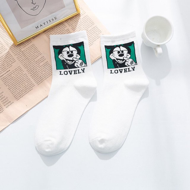 Disney Spring Summer Cartoon Mickey Minnie Donald Duck Daisy Lady Sweet Socks Solid Color Socks35-40 Gao Jinjia LED