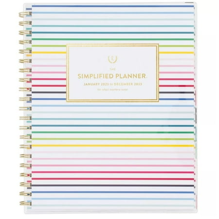 At-A-Glance Emily Ley Simplified 2023 Planner Weekly/Monthly 11 x8.375  Happy Stripe