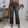 thumbnail image 2 of GUACER Womens Wide Leg Pants Trendy Jean Look High Waisted Stretchy Casual Work Trousers With Pockets, 2 of 8