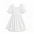 thumbnail image 6 of Kovlvoll Girls Summer Ruffle Short Sleeve Dresses Child Girl Pleated Solid Color Loose Casual Dresses 2-13 Years, 6 of 6