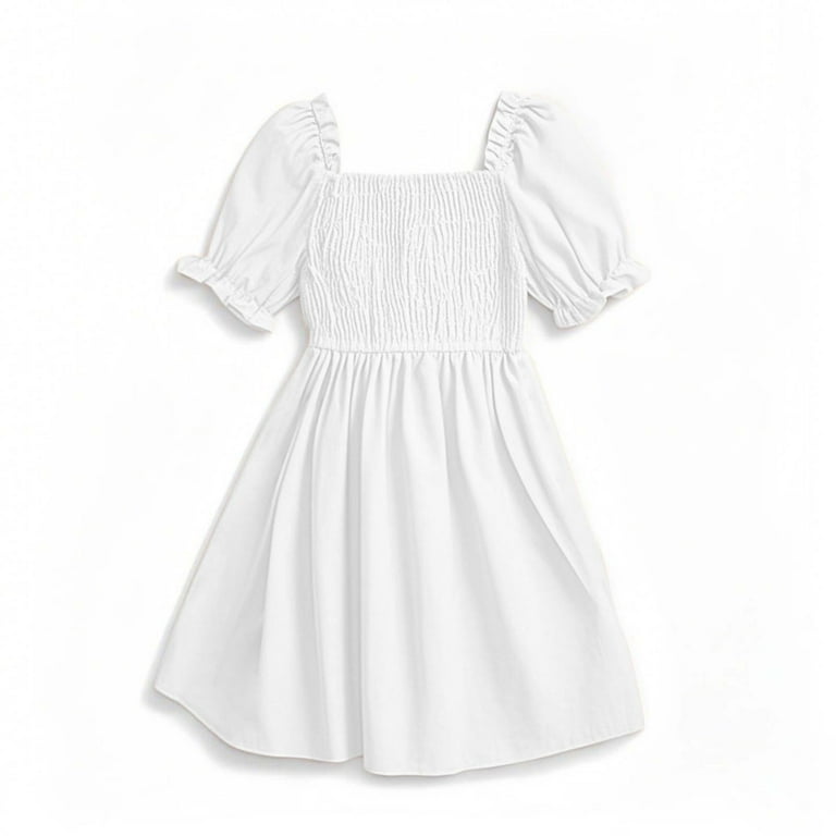 JUSLIO Dresses for Girls Beach Dresses Solid Casual Short Sleeve Cotton Dress  Size 10 Y - Walmart.com