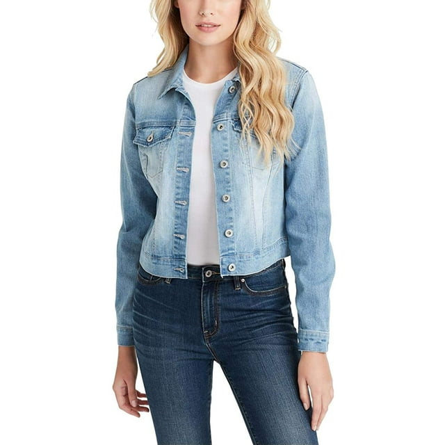 Jessica Simpson Womens Plus Size Pixie Classic Feminine Fit Crop Jean Jacket 1X Maude