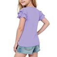 thumbnail image 5 of Asxite Toddler Girls Tshirt Ruffle Sleeve V Neck Casual Breathable Summer Tops 2-12Y, 5 of 7