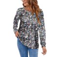 thumbnail image 2 of UVN Pleated Womens Blouses Crewneck Long Sleeve Shirts Casual Dressy Tunic Tops, 2 of 6