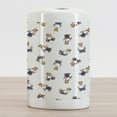 thumbnail image 2 of Dotted Ceramic Toothbrush Holder, Teddy Bear Style Dog on Nostalgic Polka Dots Cartoon, Decorative Versatile Countertop for Bathroom, 4.5" X 2.7", Violet Blue Pale Brown, 2 of 4