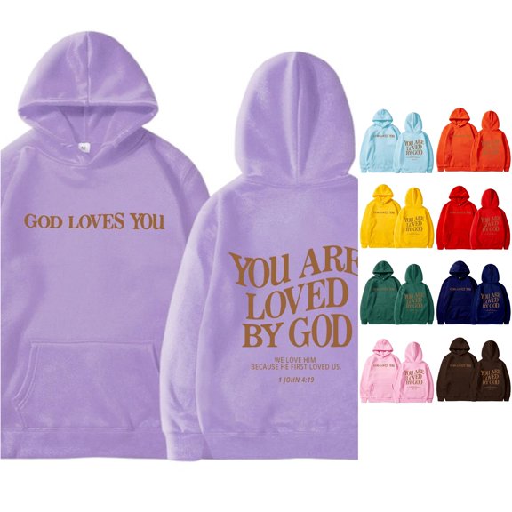 Tanghaowl Women Sweatshirt Autumn Winter Reversible Printed Casual Hoodie with Two-Sided Design and Cozy Warm Material Purple XL