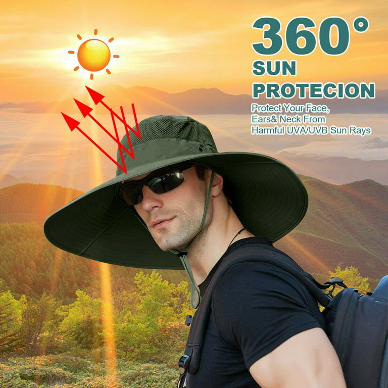 Ilfioreemio Super Wide Brim Sun Hat for Men UPF50+ UV Protection Waterproof Boonie Bucket Hat for Fishing, Hiking, Camping, Gardening, adult Unisex