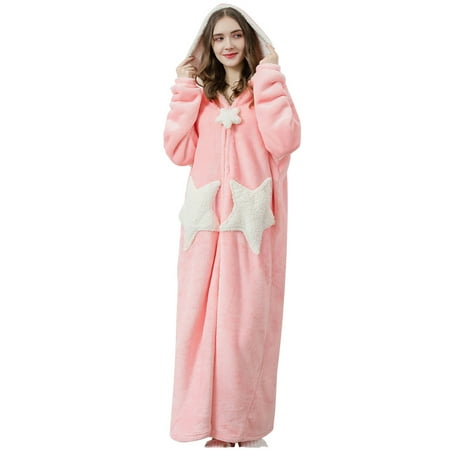

Night Gown Female Star Coral Thickened Autumn And Winter Long Outer Wear Home Service Maternity Sleepwear Set Wear