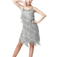 thumbnail image 2 of DPOIS Women's Latin Dance Dress Sparkly Tassel Sleeveless Cocktail Party Dress Gray S, 2 of 5
