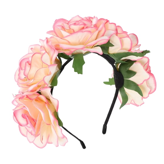 WHAMVOX Rose Flowers Headband Artificial Flower Crown Headband Hair Wreath Floral Headpiece For Bridal Wedding Party Photos Decor