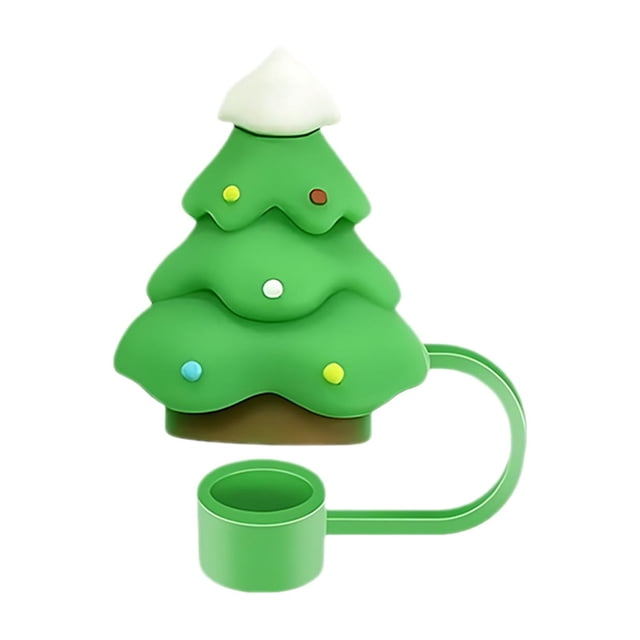 Couvercle de Paille de Noël Couvercle de Tasse 10mm Accessoire de Rouleau Réutilisable Bouchon de Paille Embout de Paille