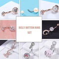 thumbnail image 3 of ZS 8PCS 14G Heart CZ Belly Button Rings Moon Dangle Navel Piercing Opal Belly Ring, 3 of 3