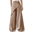 thumbnail image 3 of Women Wide Leg Baggy Flowy High Waisted Pants Loose Fit Casual Cozy Cute Y2k Trousers Khaki L, 3 of 7