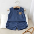 thumbnail image 5 of Atogsazn Toddler Baby Boys Summer Clothes Set Newborn Sleeveless Tank Tops & Shorts Outfit Loose Fit Outerwear Blue 3-4 Years Fashion, 5 of 7