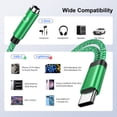 thumbnail image 2 of USB C to 3.5mm Headphone Adapter,2-in-1 Type C to Aux Audio Jack with PD 60W Fast Charging Dongle Cable USB C to Aux Adapter Fast Charging Dongle Cable for iPhone 15 Android,Samsung,Green, 2 of 7