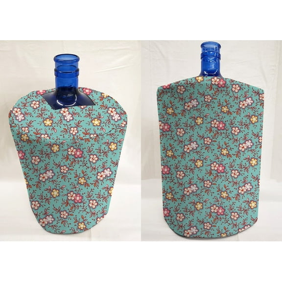 Spring Flowers Water Bottle Cover by Penny's Needful Things (3 Gallon Cover)(Top Spout) (Teal)