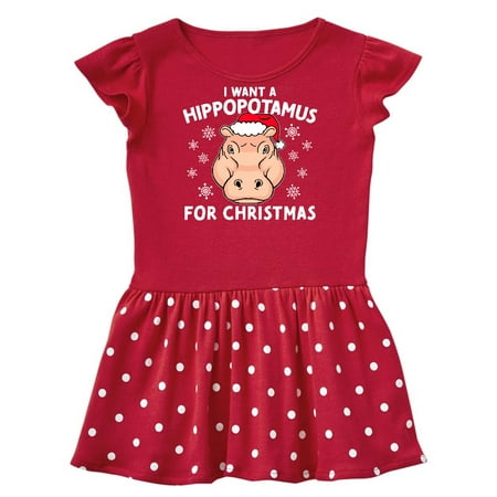 

Inktastic I Want a Hippopotamus for Christmas in Santa Hat Gift Baby Girl Dress