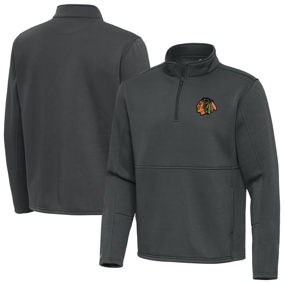 Men's Antigua Pewter Chicago Blackhawks Twist Quarter-Zip Pullover Jacket