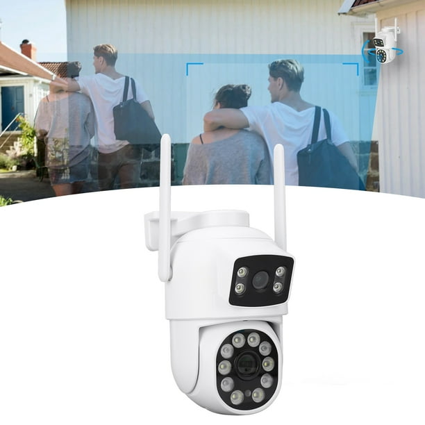 Cámara de Seguridad de Doble Lente para exteriores, vigilancia con inclinaciónica panorámica de 360, Imágenes Cristalinas, Deteción humana, Resistente material A ABS