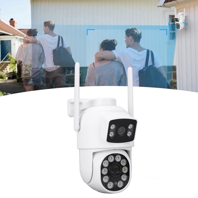 Cámara de Seguridad de Doble Lente para exteriores, vigilancia con inclinaciónica panorámica de 360, Imágenes Cristalinas, Deteción humana, Resistente material A ABS