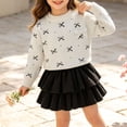 thumbnail image 2 of Posijego Little Girls Clothes Sets Bow Knit Sweater and Ruffled Skirt Set Toddler Girls Fall Clothes Outfits Size 2-8 Years, 2 of 8