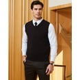 thumbnail image 5 of Kallspin Men's Sweater Vest Cotton V Neck Relaxed Fit Knit Sleeveless Pullover Sweater(Black,Large), 5 of 9