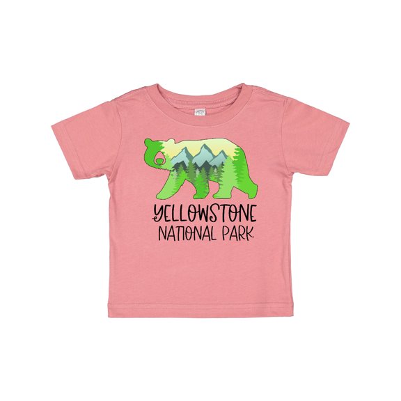 Inktastic Yellowstone National Park Mountains and Bear Shape Boys or Girls Baby T-Shirt