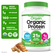 Orgain Organic Vegan 21g Protein Powder, Plant Based Shake Drink, Peanut Butter 2.03lb