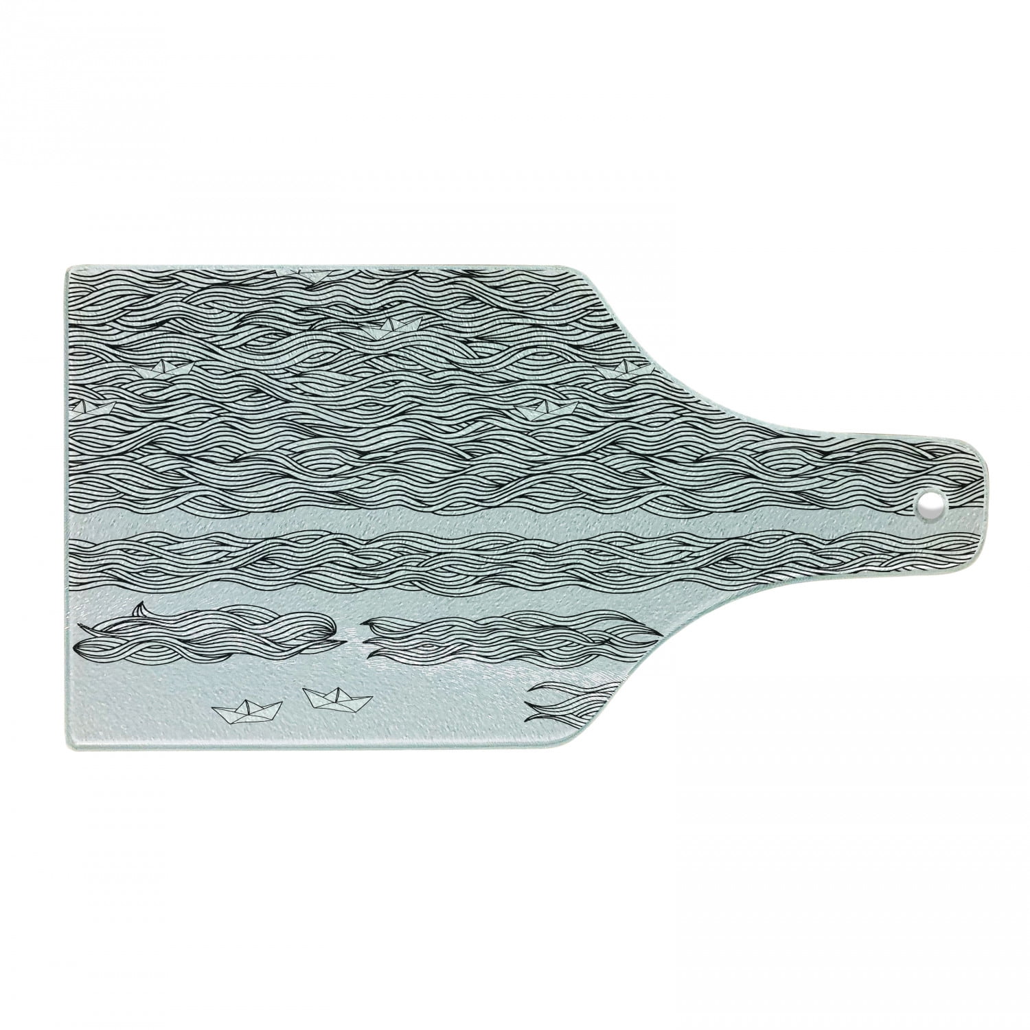 Vintage Boat Cutting Board, Wavy Sea with Little Paper Boats Memory