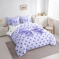 thumbnail image 2 of Erosebridal Girls Purple Ribbon Bow Bedding Comforter Set 7pcs,Kids Teens Vintage Polka Dots Queen Bedding Sets,Lightweight Room Decor, 2 of 6