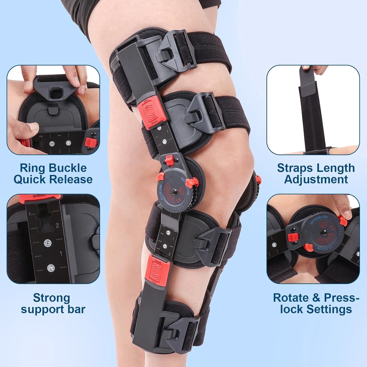 ROM Knee Brace: Hinged Post-Op Knee Brace for Arthritis, ACL, MCL, and PCL Injury – Optimal Support for Rehabilitation