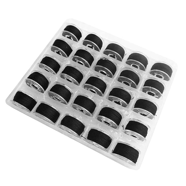 Hilos de Bordar para Coser Hilos de Bobina Prebobinados para Artesanía DIY con Caja de Almacenamiento, Negro 25 Piezas Methold HA5832-02B
