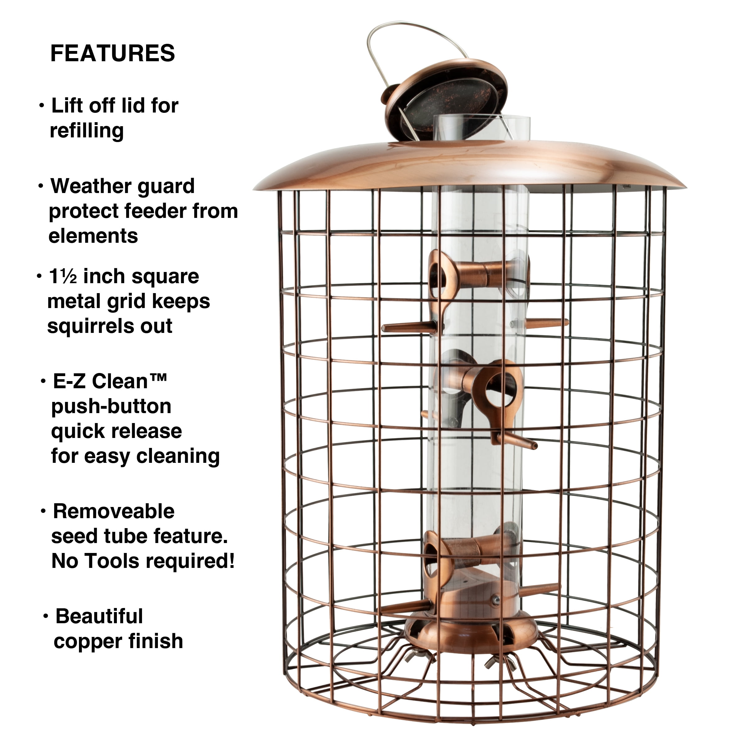 Woodlink Coppertop Caged 6 Port Hanging Bird Feeder w/ Squirrel-Proof Grid