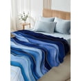 thumbnail image 5 of Navy Blue Ombre Flat Sheet Only Twin Size, Soft Breathable Bed Top Sheets for Mattress, Modern Moire Abstract Art Luxury Luxury Bedding Flat Sheets for Home Hotel Bedroom Bed Protection, 5 of 9