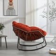 thumbnail image 6 of PORKISS Papasan Rocking Chair Indoor and Outdoor, Patio Rocker Recliner Chair with Padded Cushion, Modern Lounge Egg Chair with Steel, Rattan Frame, Orange, 6 of 12
